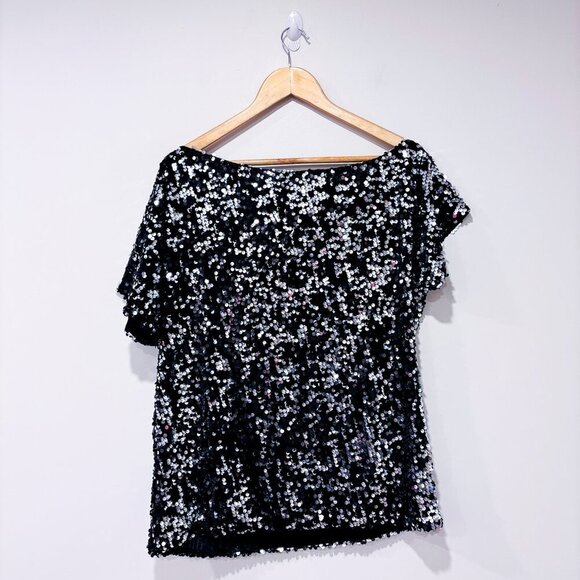 ANNA KACI Black Sequin Off-Shoulder Top | Large * - Picture 2 of 9